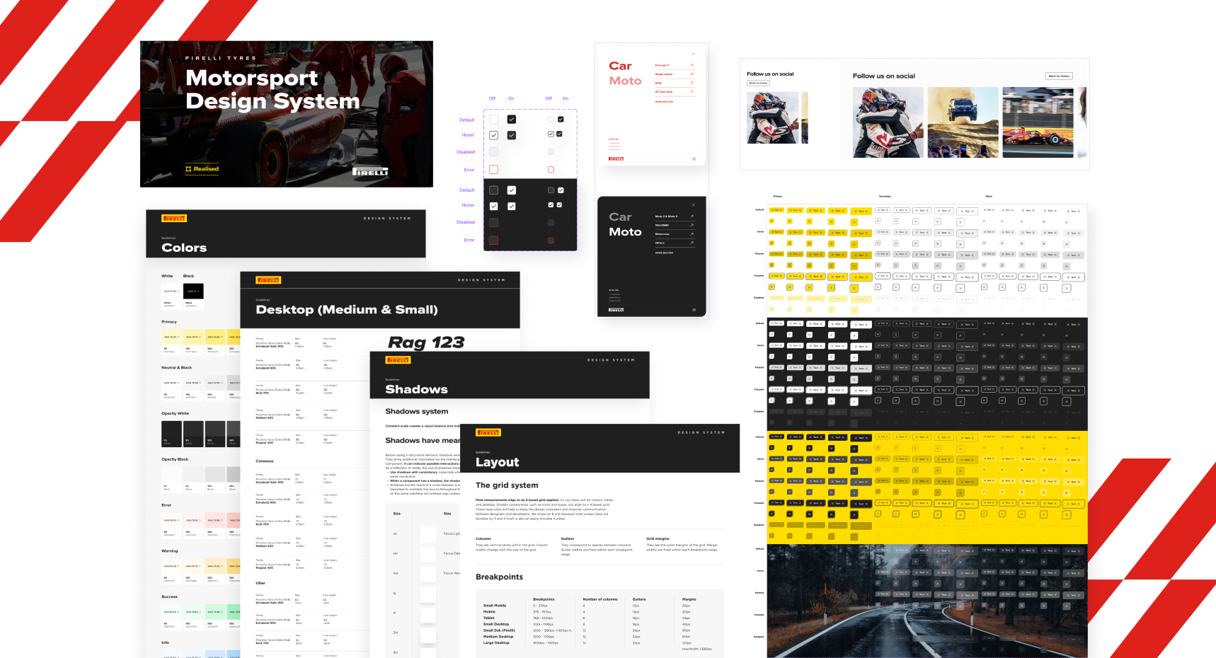 Motorsport design system: colors, typography, components and layout guidelines
